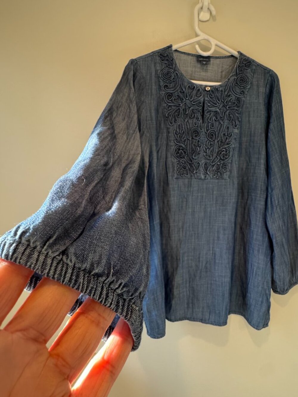 J.Jill Indigo Soutache Trim Tunic – Solace Wash – Size S 🔥